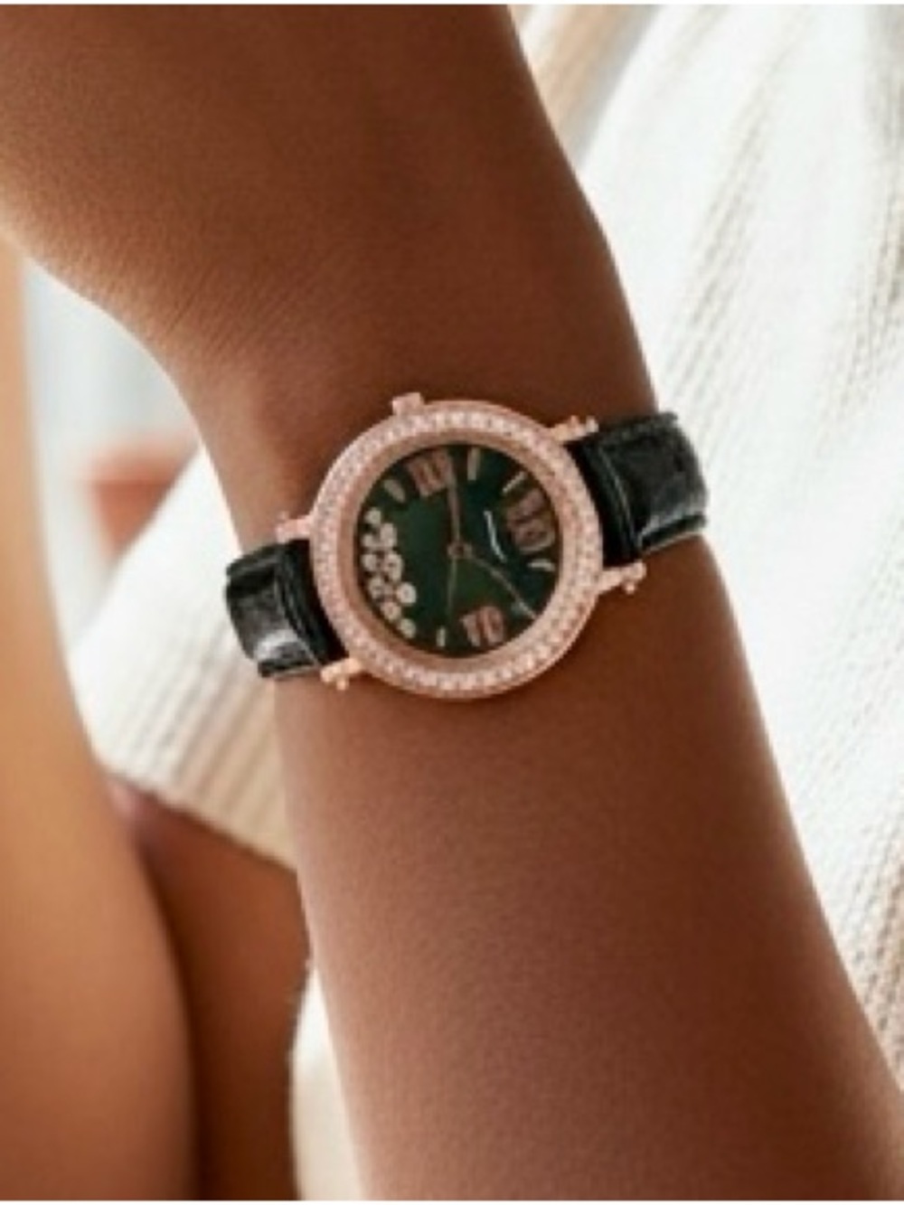Chopard Styling Ladies Floating Diamonds 35mm Wristwatch in Emerald Green - Picture 2 of 7